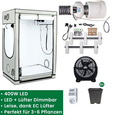 Homebox Ambient R120 Growset mit Sanlight 400W LED Set & Prima Klima EC-Lüfter