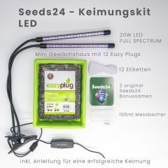 Seeds24 Keimungsset mit Pflanzenlicht 20W LED, für das einfache Keimen von Hanfsamen, ideal für Anfänger